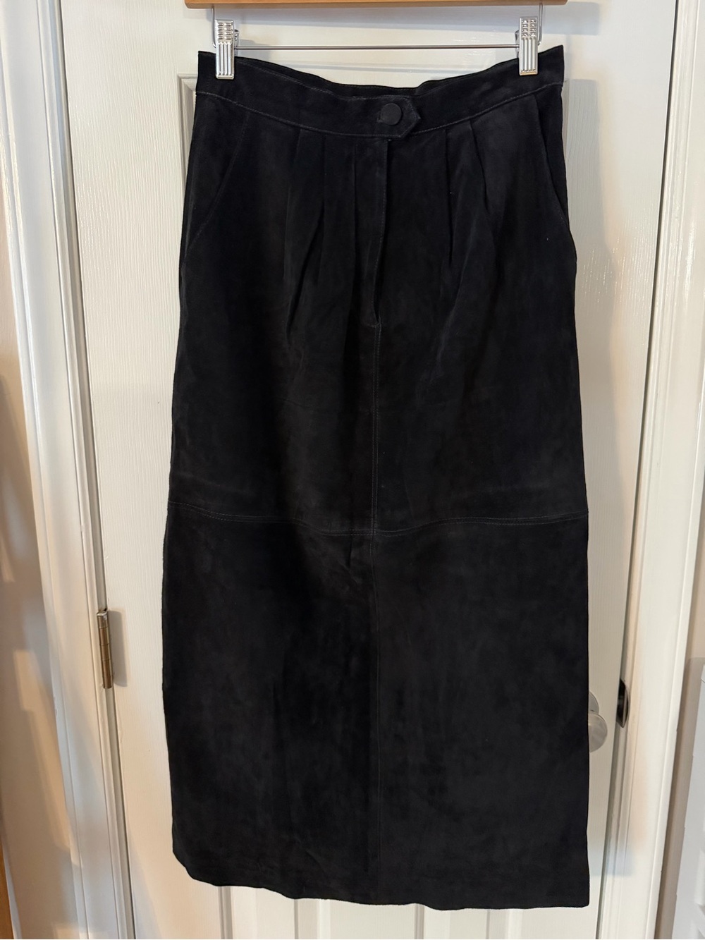 Vintage Black Suede Midi Skirt